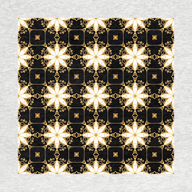 Art deco Daisy Golden tile pattern by redwitchart